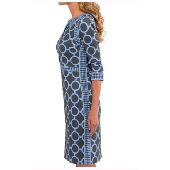 Gretchen Scott Dress NWT Trimmed Up Dip & Dot Gray Blue Retail $212 Size XS - Picture 14 of 15